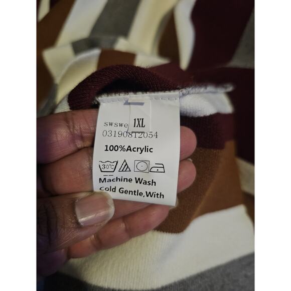 Shein Plus Size Striped Sweater Knit Skirt 1XL Long Casual - Picture 5 of 5